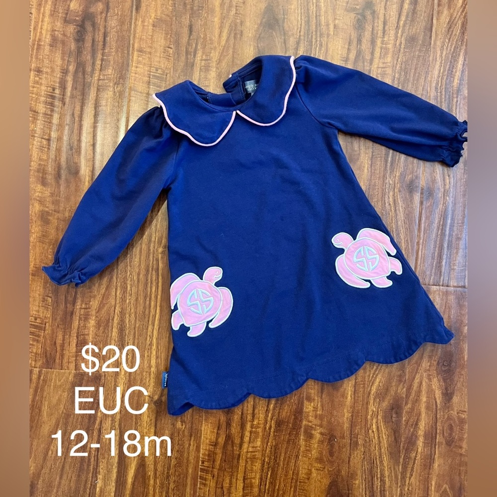 Simply Southern blue long sleeve dress 12-18m
